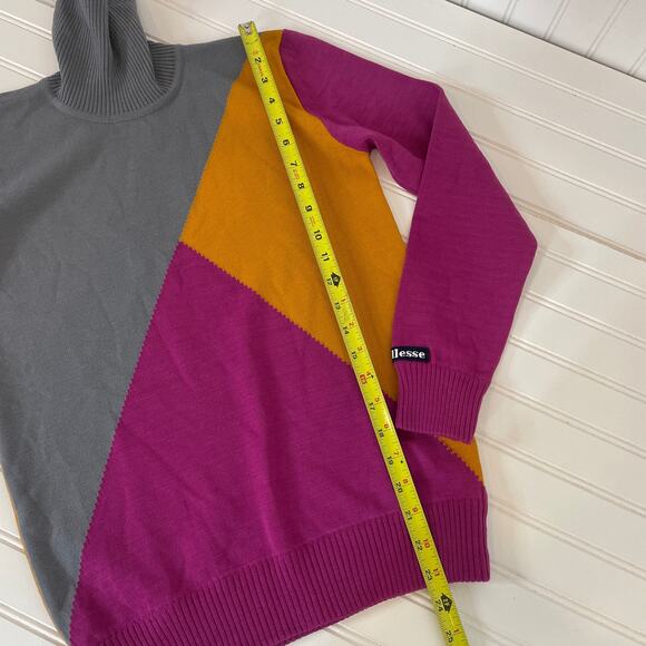 Ellesse Vintage Women’s Color Block Turtleneck Virgin Wool Pullover Sweater Sz M - Picture 5 of 6